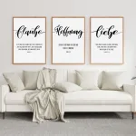 3er Reihe Poster 'Glaube, Hoffnung, Liebe' mit Bibelspruch – Inspirierende Wanddekoration mit christlichen Werten