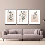 3er Reihe Poster 'Florale LineArt Blumen' – Elegante Wanddekoration mit minimalistischen Blumenmotiven