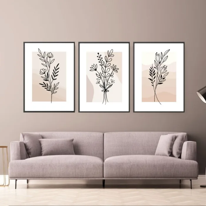 3er Reihe Poster ‚Florale LineArt Blumen‘ – Minimalistische und elegante Wanddekoration 3er Reihe Poster 'Florale LineArt Blumen' – Elegante Wanddekoration mit minimalistischen Blumenmotiven