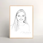 Individuelle Bleistiftzeichnung – Elegante Zeichnung eines Mädchens in einem Rahmen, ein personalisiertes Kunstwerk als digitaler Download