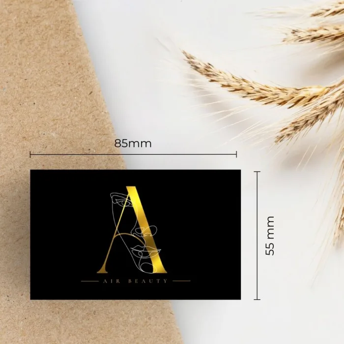 Visitenkarte Gold – Maßgeschneidertes Design mit präzisen Abmessungen (85x55 mm)