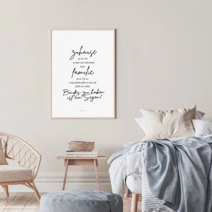 Familie Zuhause Poster - Stilvolle Wanddekoration für Ihr Zuhause