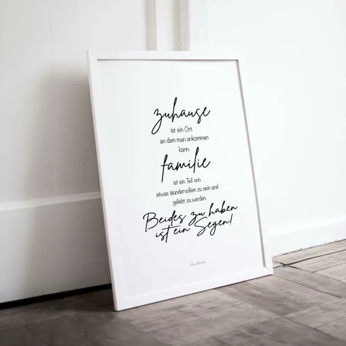 Schönes Poster für das Zuhause, das die Familie feiert