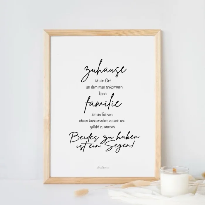 Familie Zuhause – Produkt Poster Schönes Poster für das Zuhause, das die Familie feiert