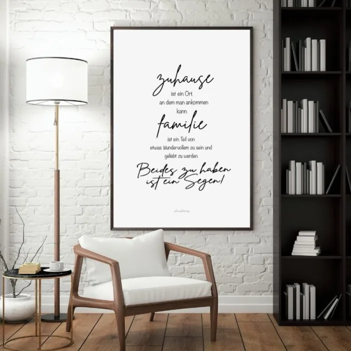 Poster mit dem Motiv Familie Zuhause - Ideale Wanddekoration für Familienräume