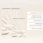 Detailansicht des christlichen Familienkalenders – Monatsseite mit Bibelspruch und Namensspalten