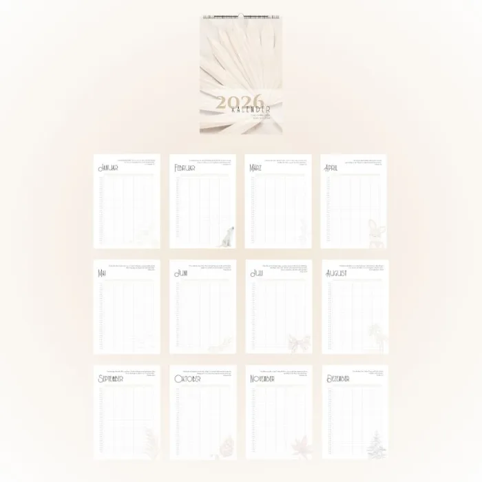 Alle Monatsblätter des christlichen Familienkalenders – übersichtlich aufgefächert