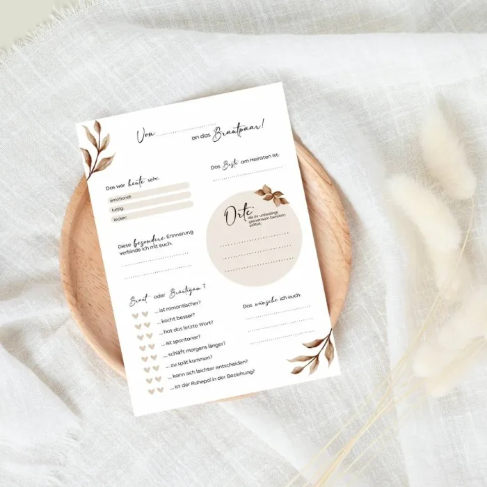 Einzelner Hochzeitsfragebogen "Meine Hochzeit"