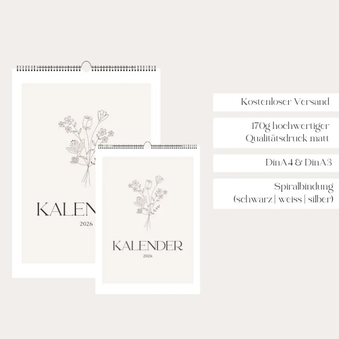 Kalender 2026 im Detail – Planerfunktion und Notizfeld übersichtlich präsentiert