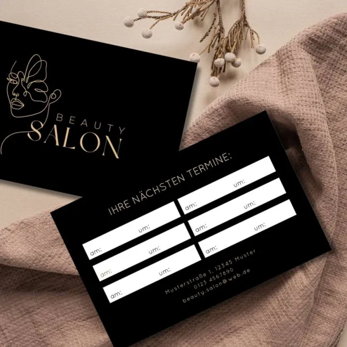 Business-Terminkarte in schwarz-goldenem Design – hochwertig und stilvoll