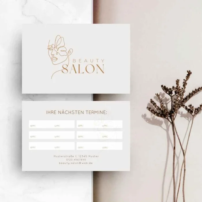 Individuelle Business-Terminkarte in hellem Design – Vorder- und Rückseite
