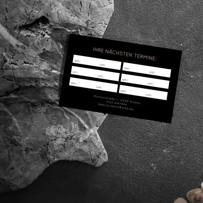 Business-Terminkarte in dunklem Design – seriös & modern