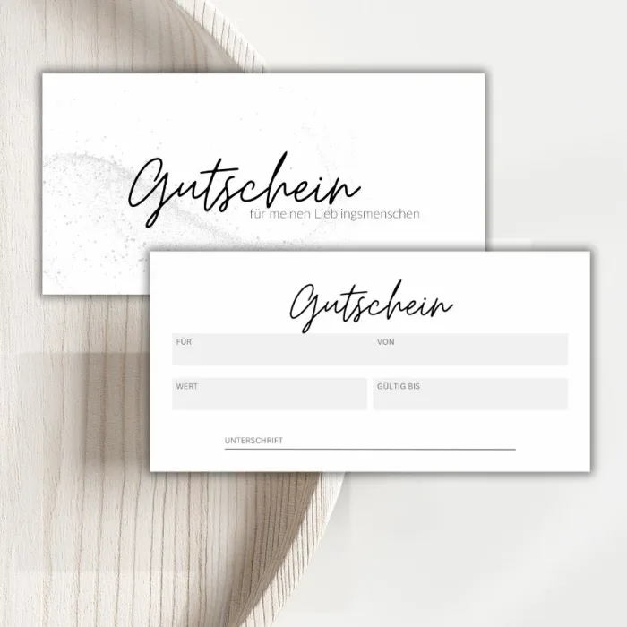 Anpassbarer Gutschein – Vorder- und Rückseite im eleganten DesignAnpassbarer Gutschein – Vorder- und Rückseite im eleganten Design