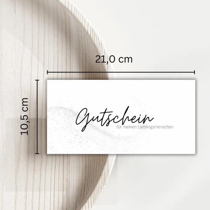 Anpassbarer Gutschein mit Maßangaben – Größenübersicht im Detail