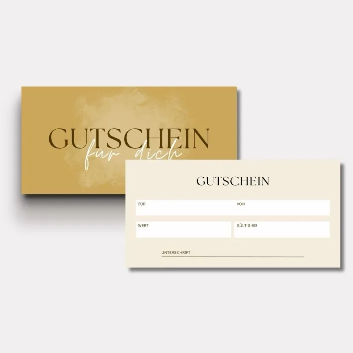 Premium-Gutschein in Goldoptik – Vorder- und Rückseite im edlen Design