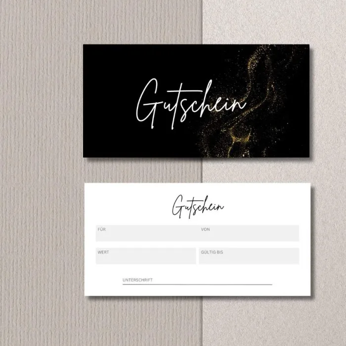 Anpassbarer Gutschein – Vorder- und Rückseite im schlichten Design