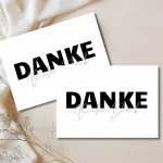 schwarz-weiße Dankeskarte A6 – Individuell gestaltbar mit Wunschtext (z.B. 'Danke, Vielen Dank') auf 250g-Papier, digital & druckbar