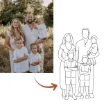 Personalisiertes Familien-Poster im Line-Art Stil – als Zeichnung nach Foto in A4, A3, A2, A1